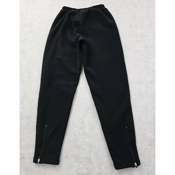 VTG LL Bean Zip Ankle Sweatpants Baselayer Fleece Lined Nylon Lycra Black - Picture 2 of 9